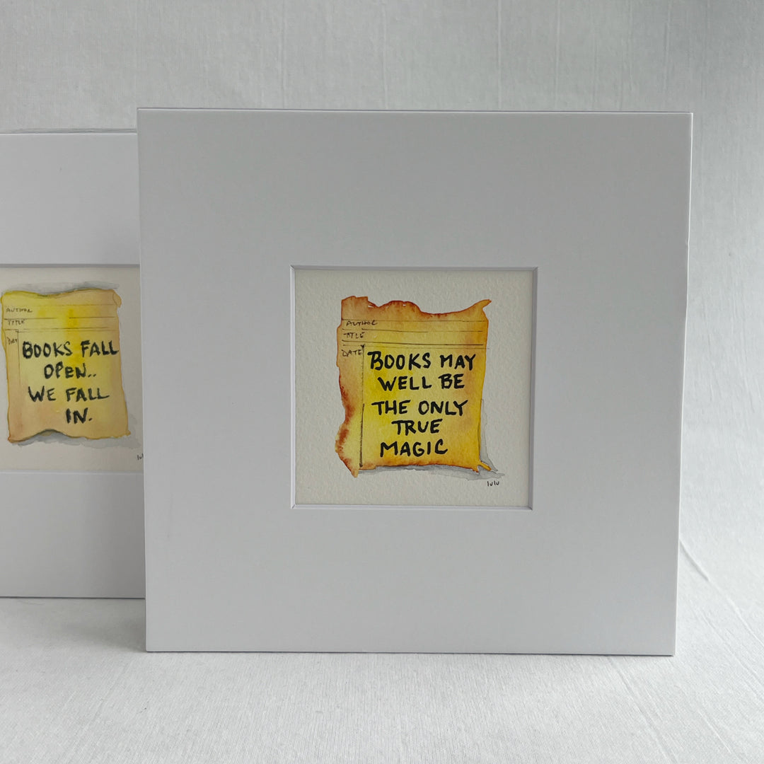 Library Card Watercolor Original Art - Books may well be the only True Magic