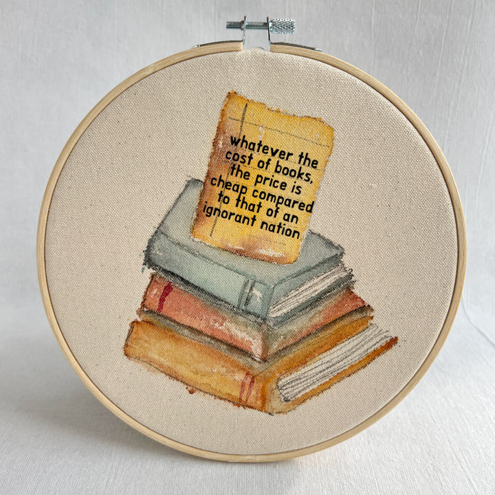 books are necessary - original library hoop art
