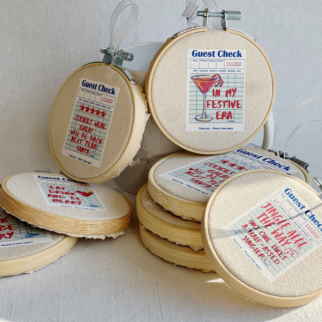 In my Festive Era - Guest Check Hoop Art Ornament