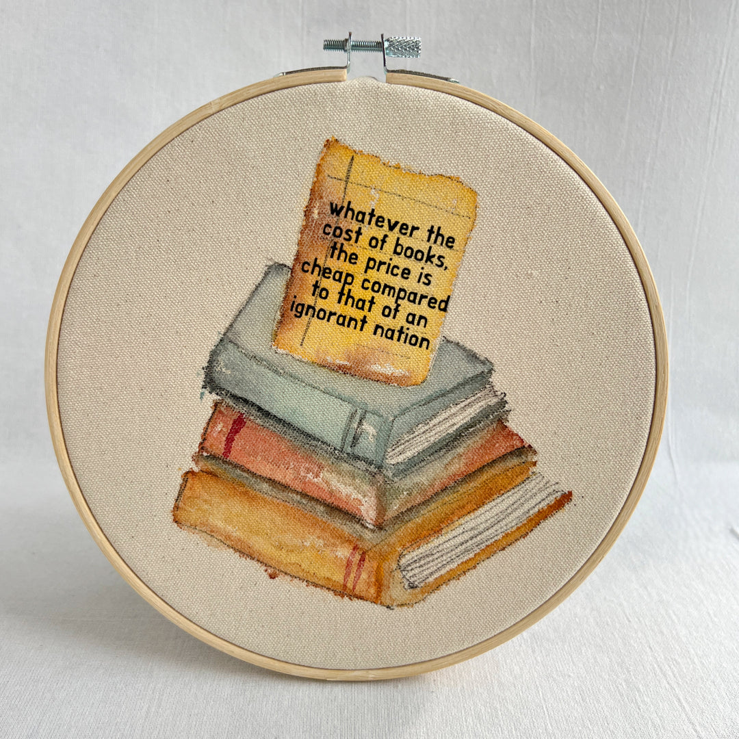 books are necessary - original library hoop art