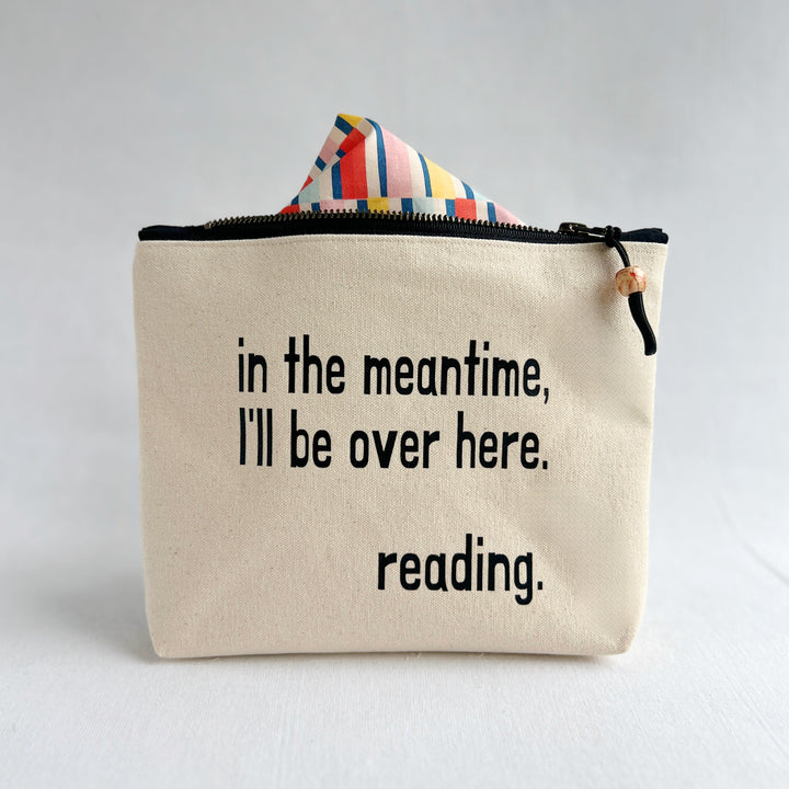 Lined statement zip pouch - I'll be over here reading