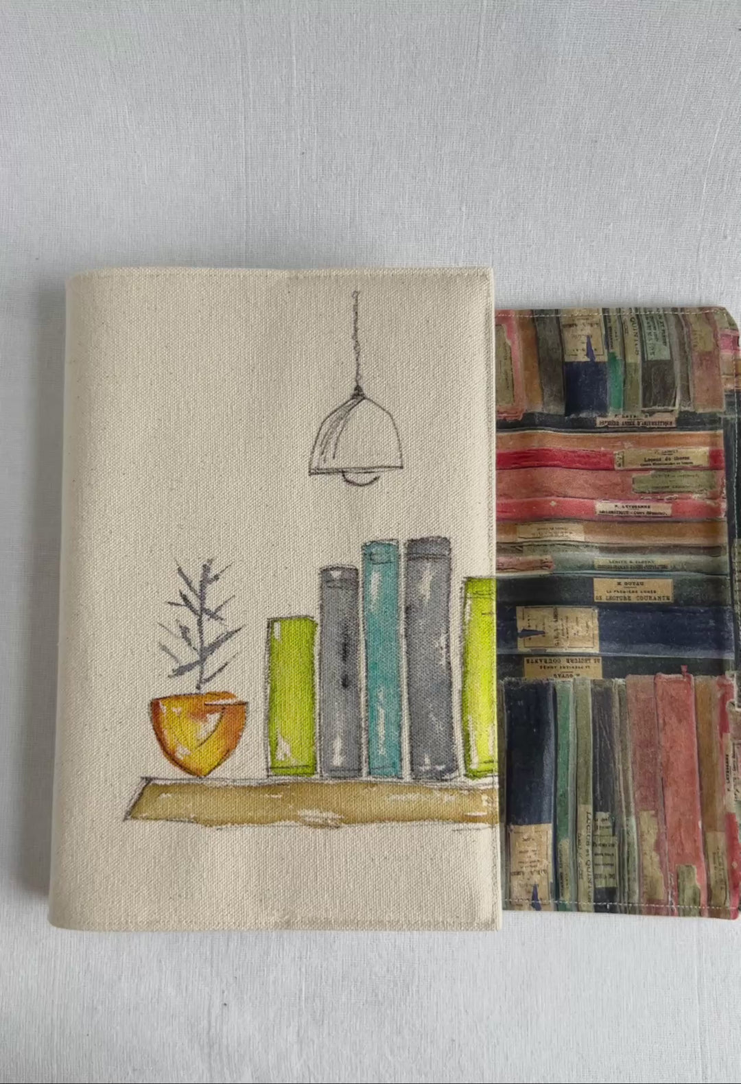 Bookshelf No. 12 - Handpainted Canvas Book Cover