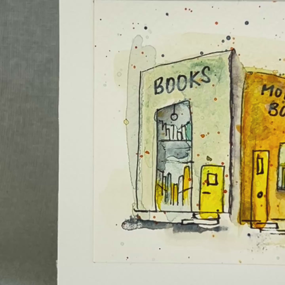 Mostly Books Village - a Good Places Bookstore Village Watercolor