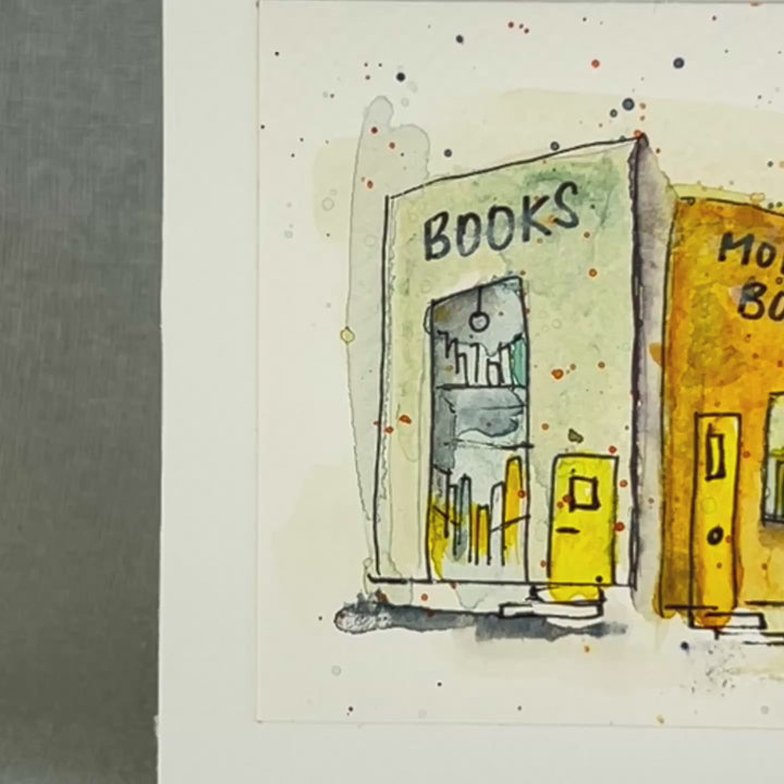 Mostly Books Village - a Good Places Bookstore Village Watercolor