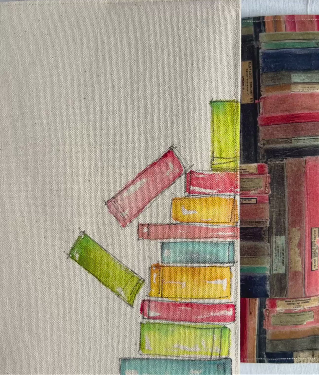 Little Stack Number 6 - Handpainted Canvas Book Cover