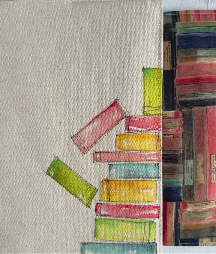 Little Stack Number 6 - Handpainted Canvas Book Cover