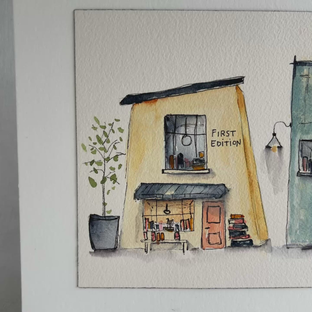 Book Alley - a Good Places Bookstore Village Watercolor