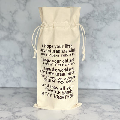 Canvas Bottle Wine Bag - May All Your Favorite Bands Stay Together