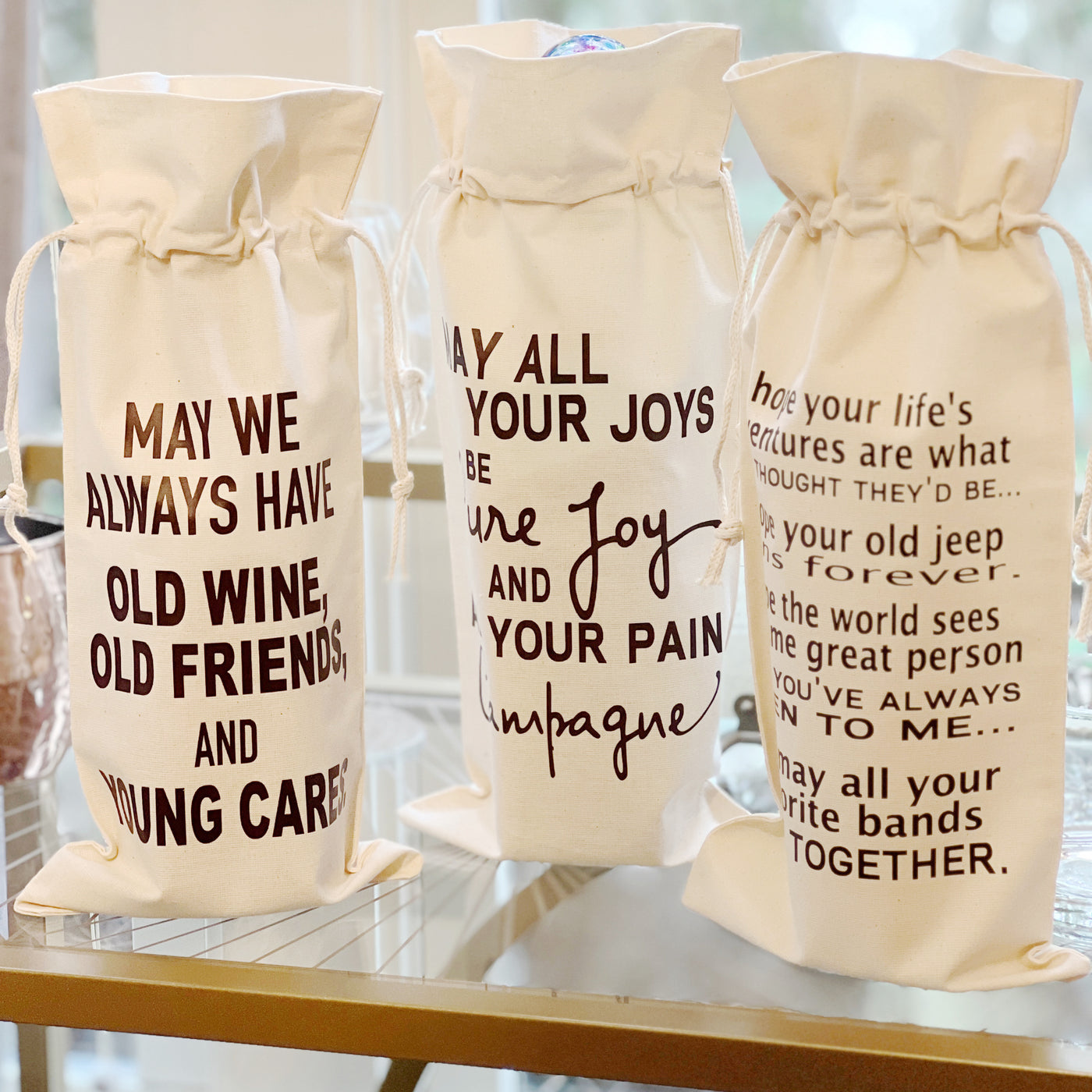 Canvas Bottle Wine Bag - May All Your Favorite Bands Stay Together