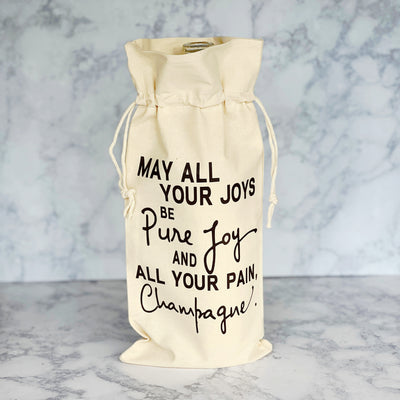 Canvas Bottle Wine Bag - Pure Joy and Champagne