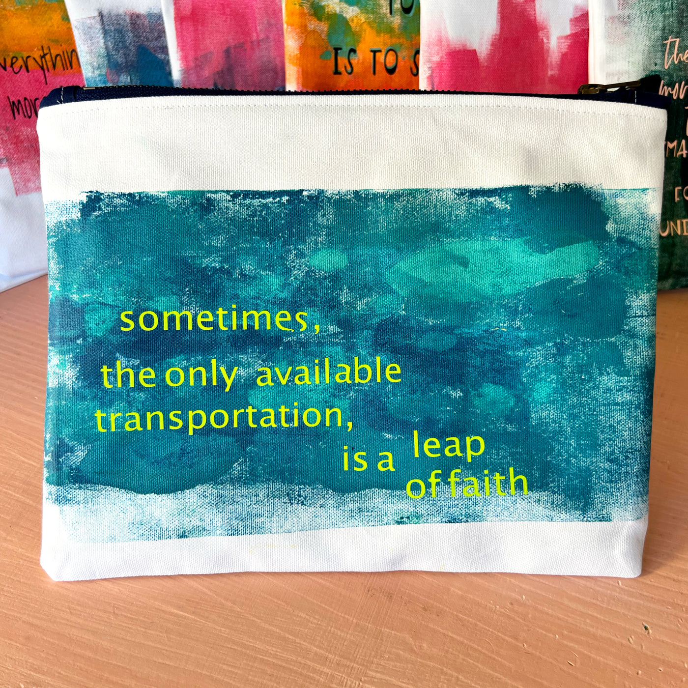 a leap of faith - canvas art zip bag