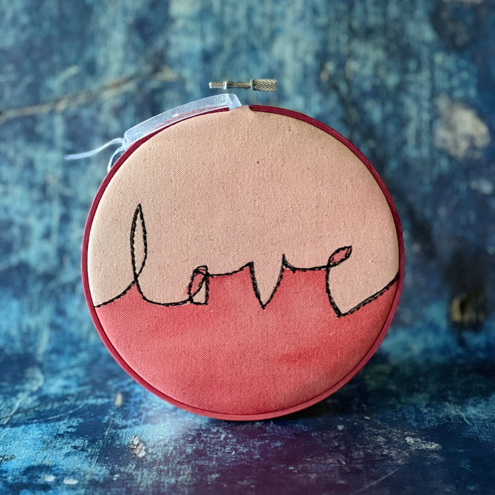 love more - single word hoop art