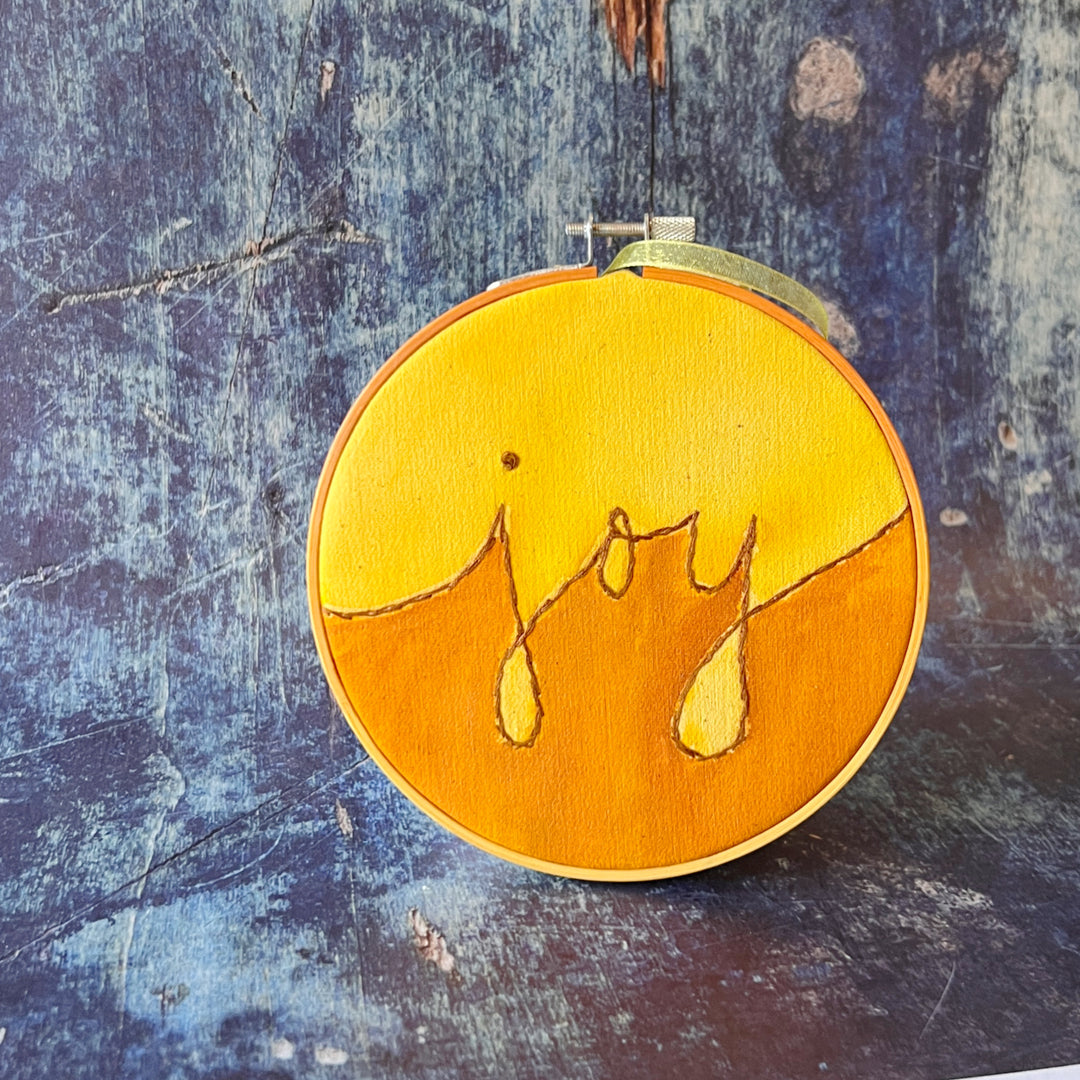 joy - single word hoop art
