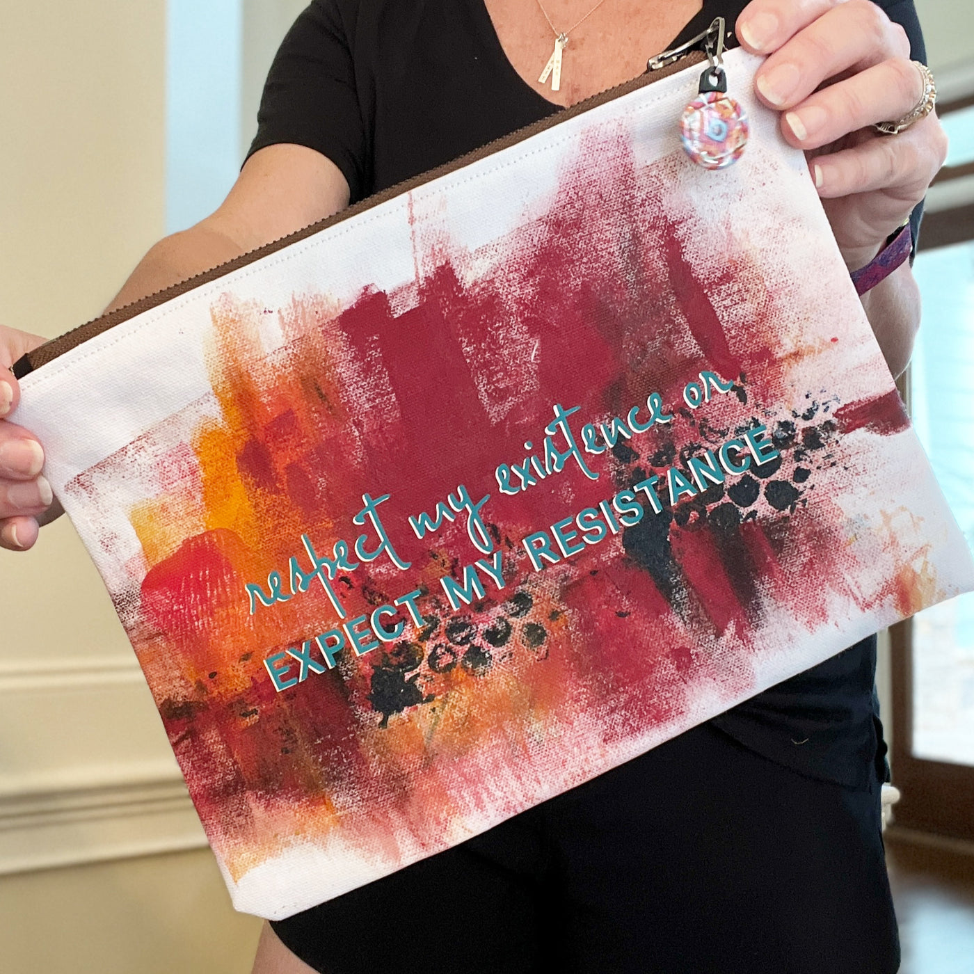 respect my existence or expect my resistance - canvas art zip bag