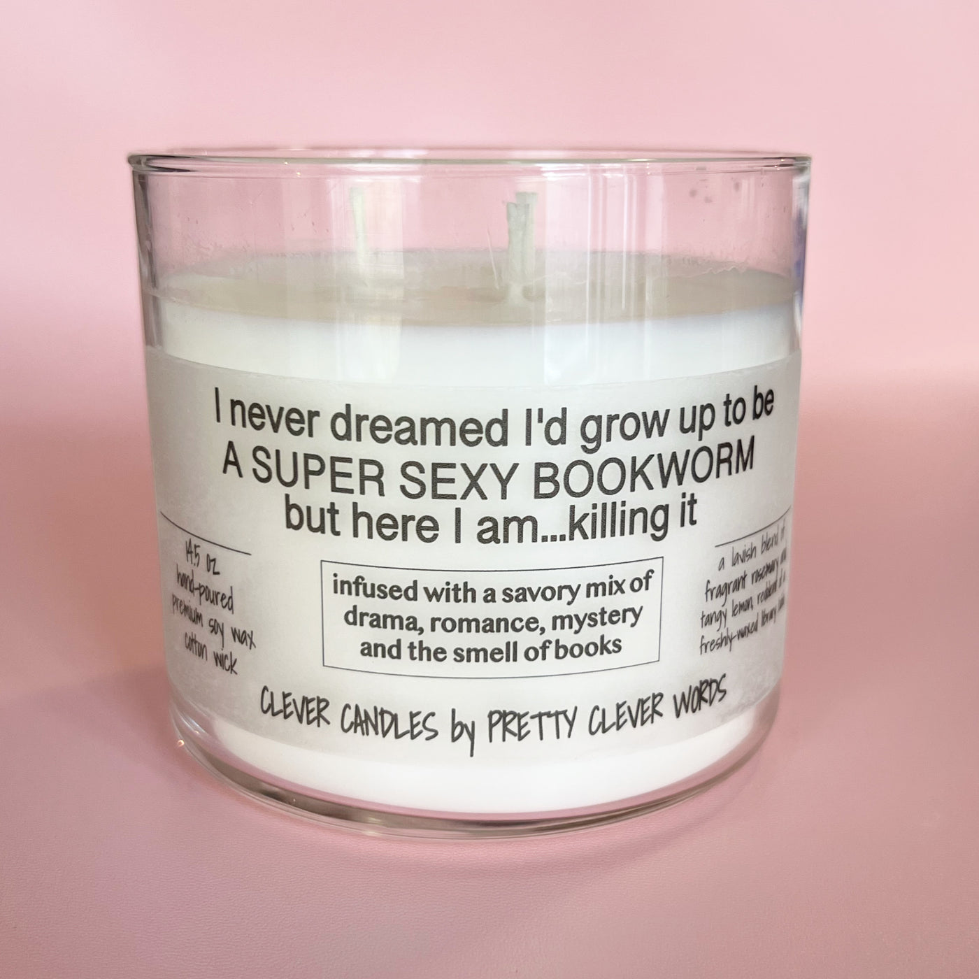 super sexy bookworm - rosemary lemon stardust candle