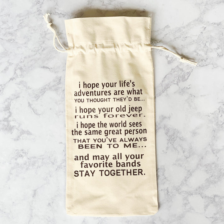 Canvas Bottle Wine Bag - May All Your Favorite Bands Stay Together