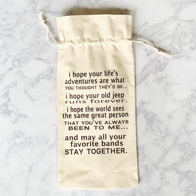 Canvas Bottle Wine Bag - May All Your Favorite Bands Stay Together