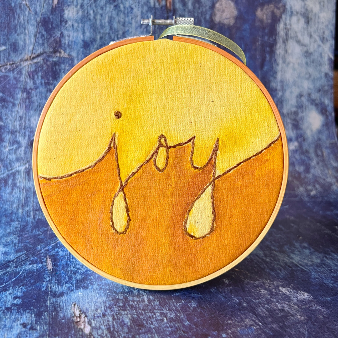 joy - single word hoop art