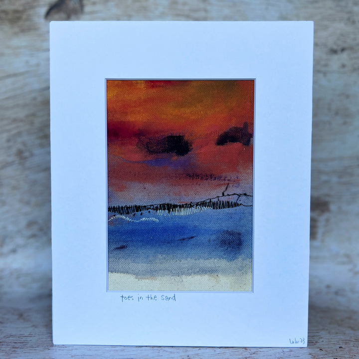 toes in the sand 1 - painted mixed media art print