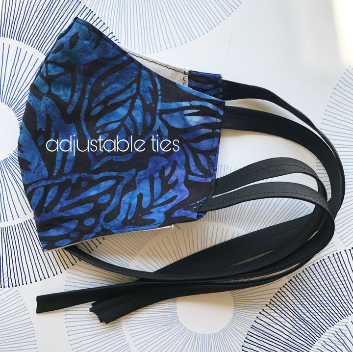 Cotton Face Mask with Filter Pocket - FRESH BLUES