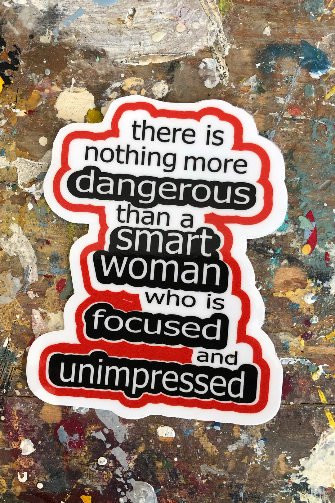 focused and unimpressed die cut vinyl sticker