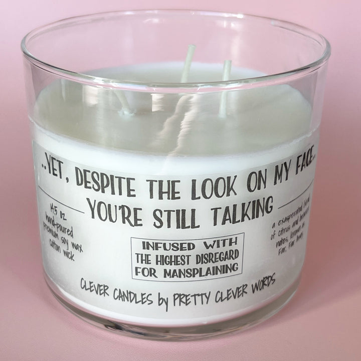 yet, despite the look on my face - grey sophistication candle