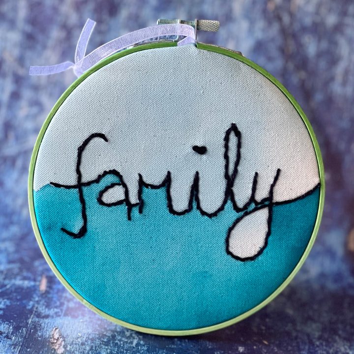 family - single word hoop art