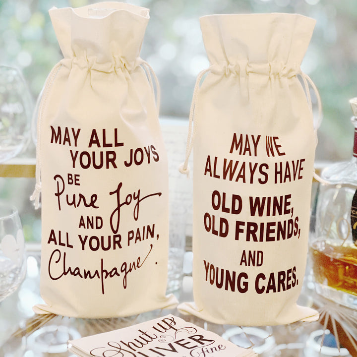 Canvas Bottle Wine Bags - Three Toasts