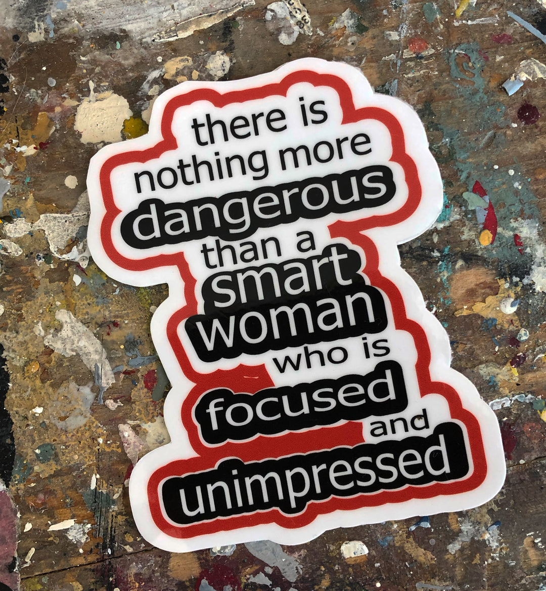 focused and unimpressed die cut vinyl sticker