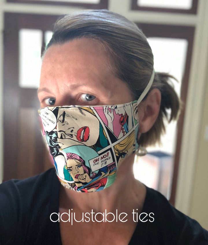 Cotton Face Mask with Filter Pocket - FRESH BLUES
