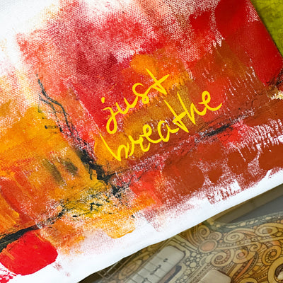 just breathe - canvas art zip bag