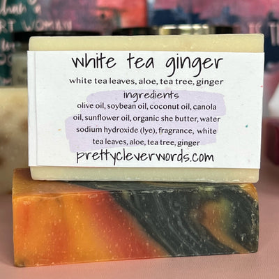 clever+clean white tea ginger bar soap - not slim, kinda shady