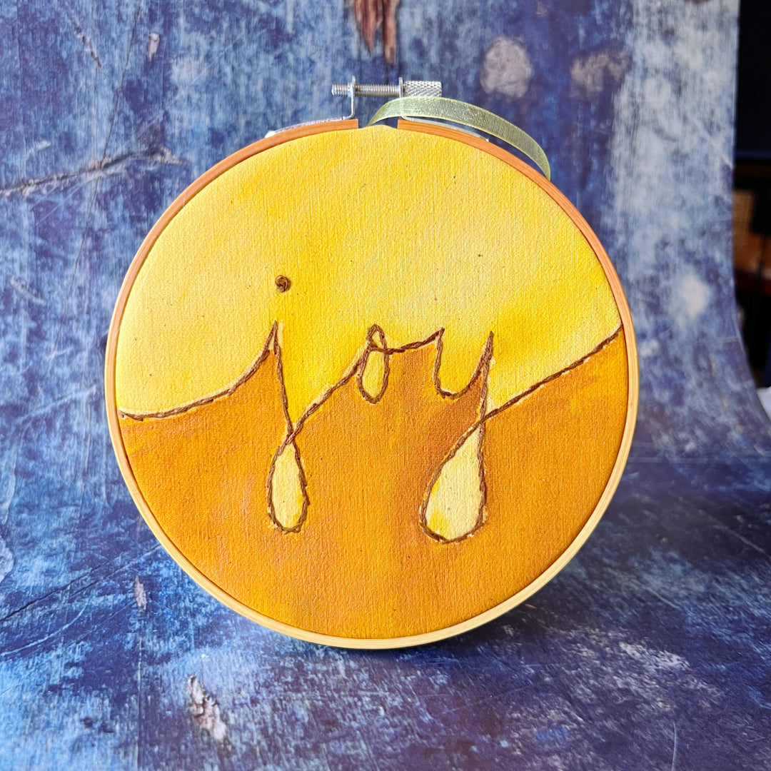 joy - single word hoop art
