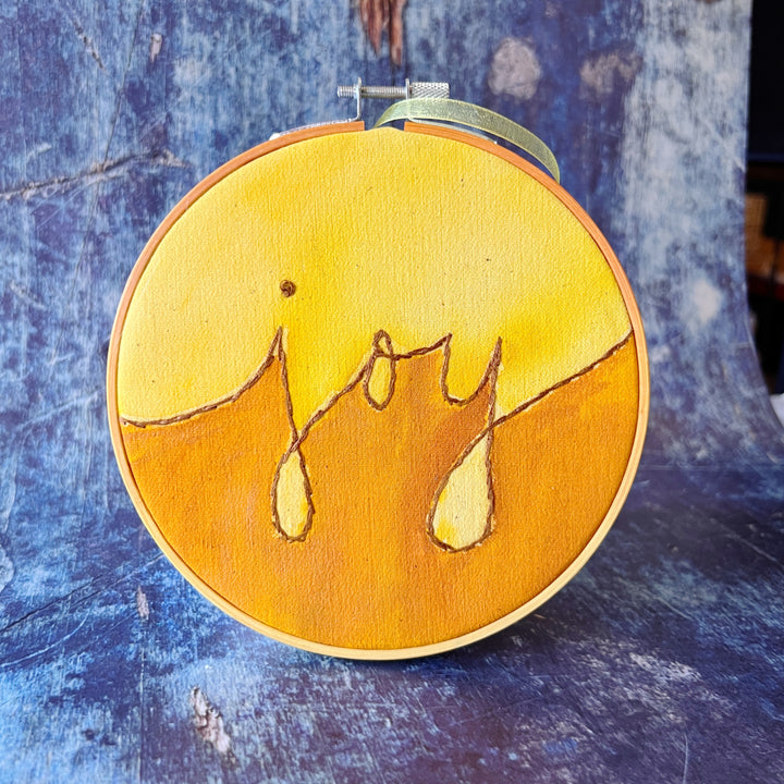joy - single word hoop art