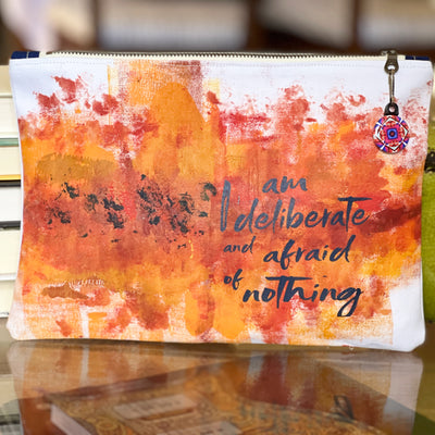 i am deliberate and afraid of nothing - canvas art zip bag