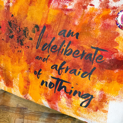 i am deliberate and afraid of nothing - canvas art zip bag