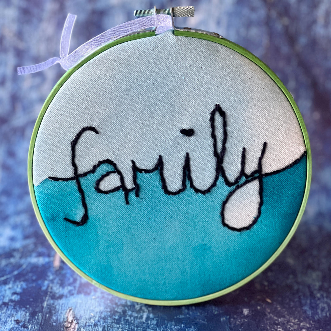 family - single word hoop art