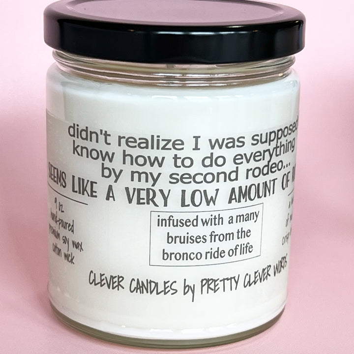 how many rodeos to get it right? - mahogany and teakwood candle
