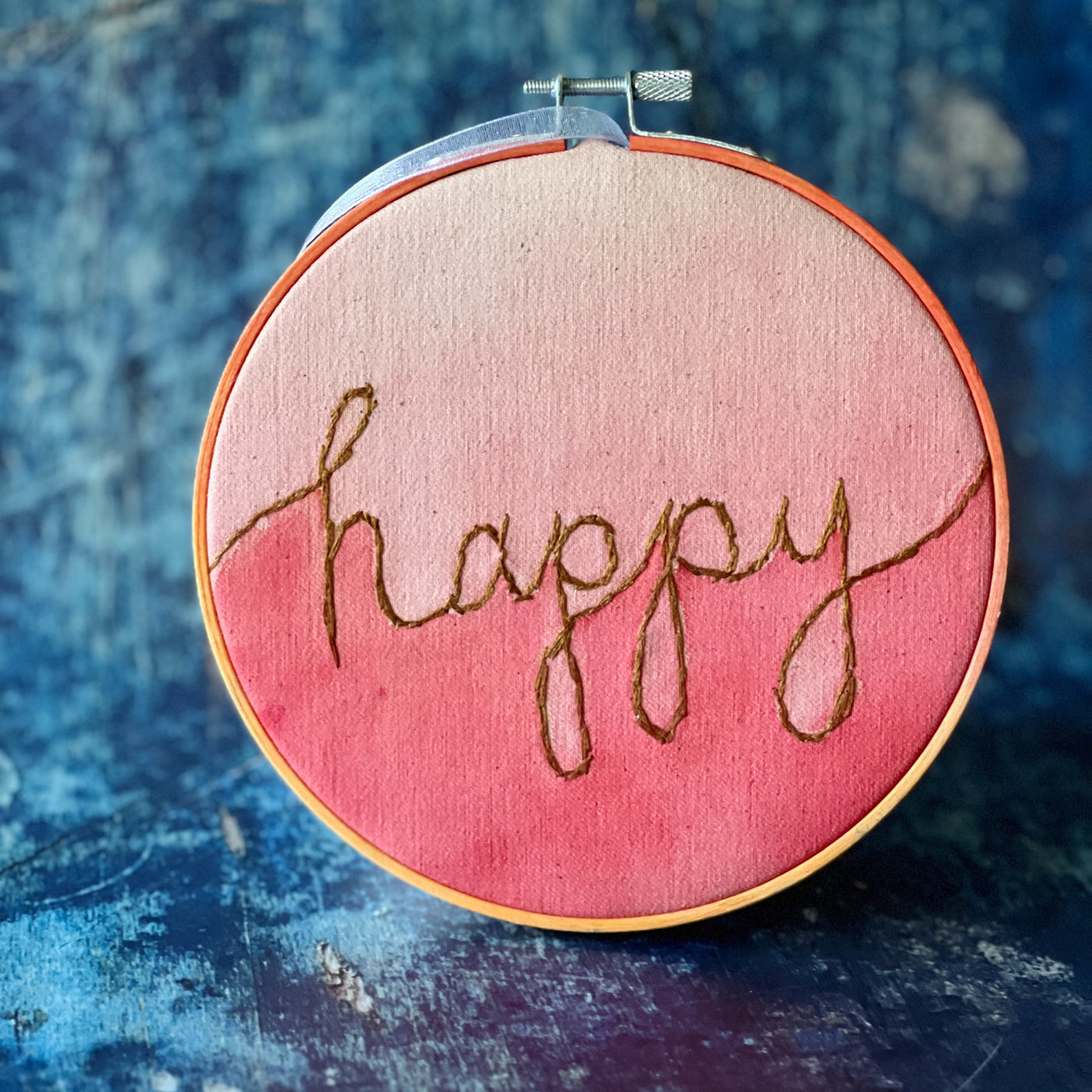 happy - single word hoop art
