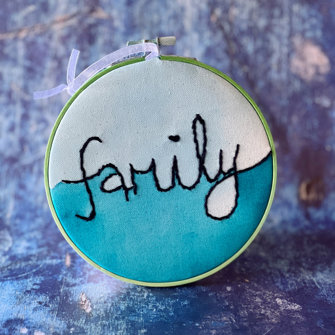 family - single word hoop art