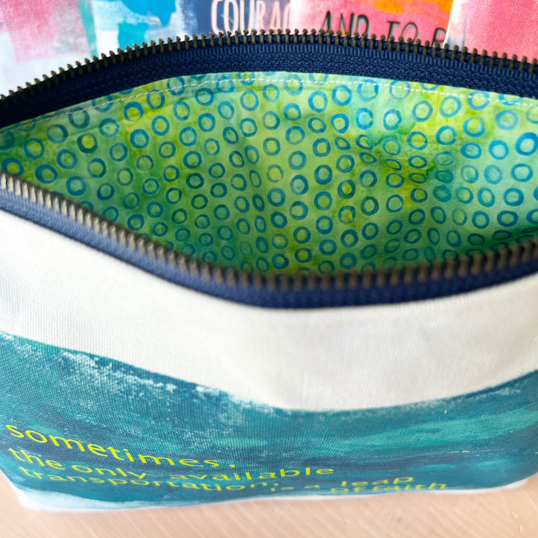 a leap of faith - canvas art zip bag