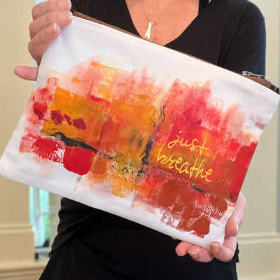 just breathe - canvas art zip bag