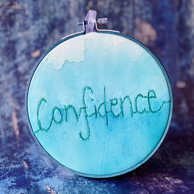 confidence - single word hoop art