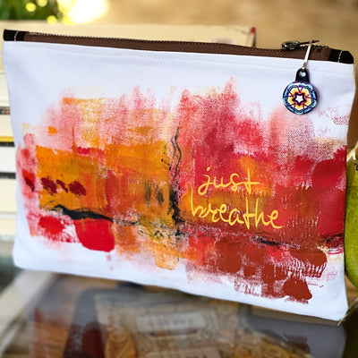 just breathe - canvas art zip bag