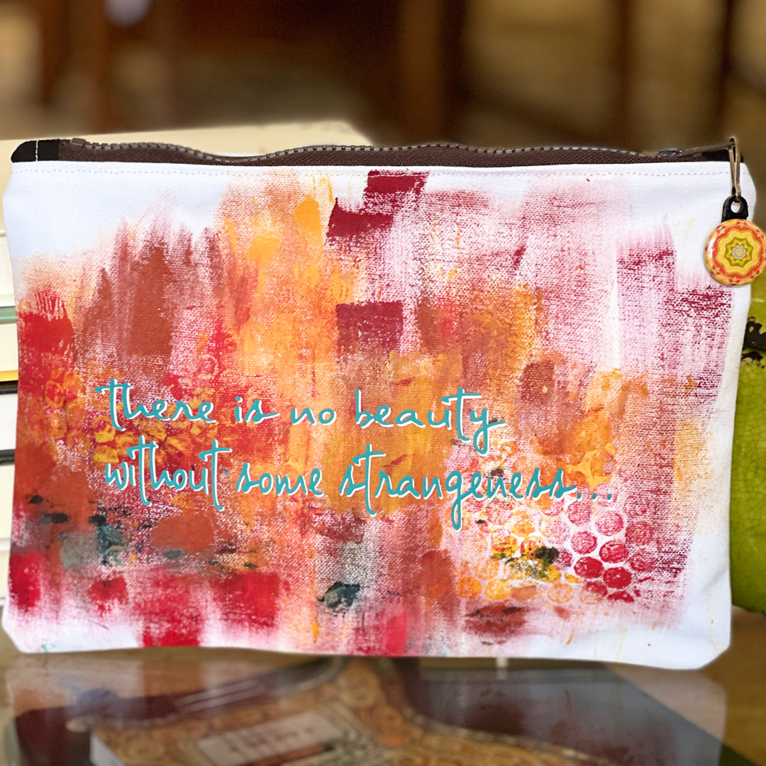 there is no beauty without some strangeness - canvas art zip bag