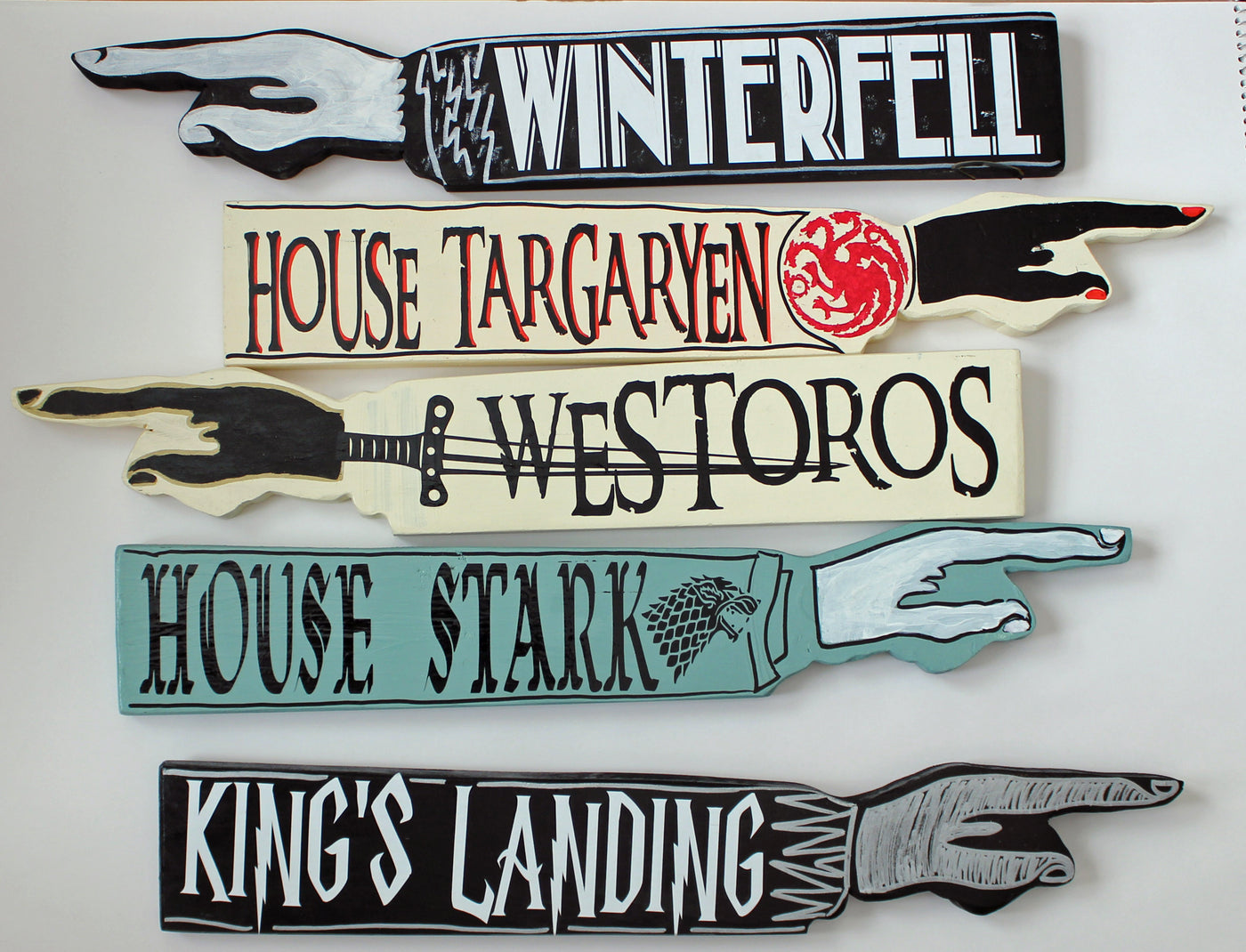 Thrones Collection - wooden pointy finger signs - Pretty Clever Words