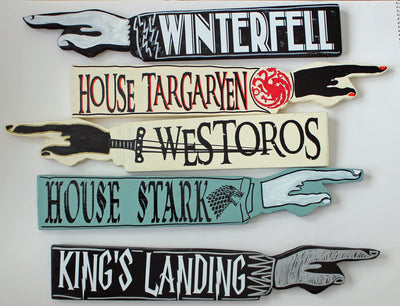 Thrones Collection - wooden pointy finger signs - Pretty Clever Words