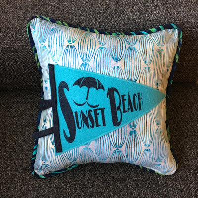 Sunset Beach pennant pillows - Pretty Clever Words