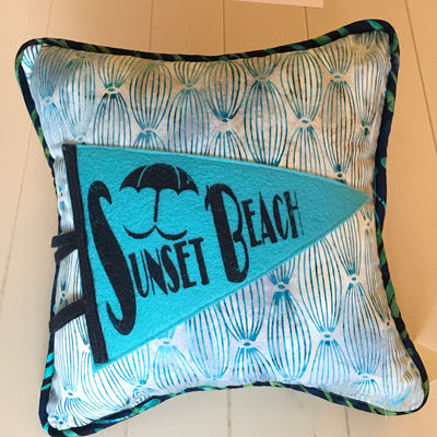 Sunset Beach pennant pillows - Pretty Clever Words