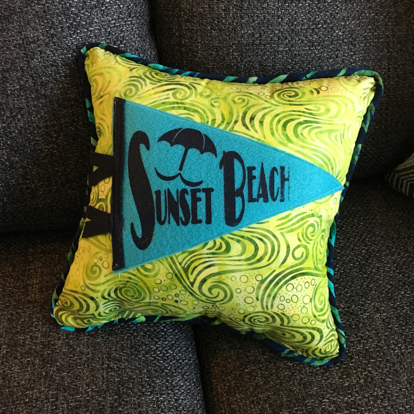 Sunset Beach pennant pillows - Pretty Clever Words